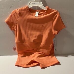 Yogalicious Ribbed Tee and Shorts Matching Set Girls Size 10